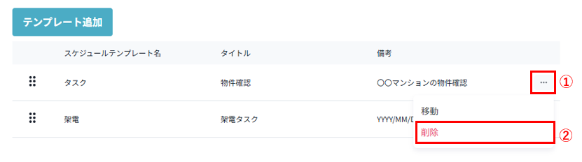 削除メニュー